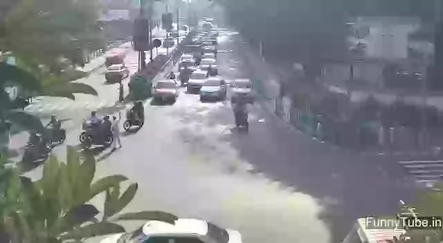 Fast Car Rammed Bikes On Morning