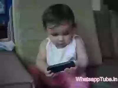 Funny Baby Talking  On Phone