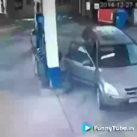 Funny Women Driving At Gas Station