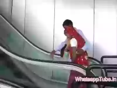 Funny village lady fear in steps