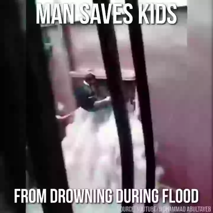 Man Saves Kids During Flood