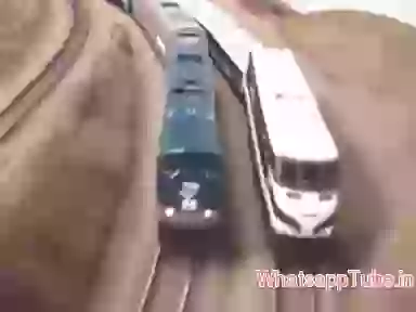 Trains running together amazing